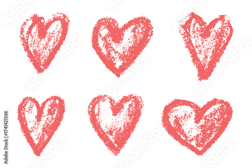 Set of simple hand drawn heart drawing illustration Scribble heart doodle Love clipart Single element for print, web, design, decor