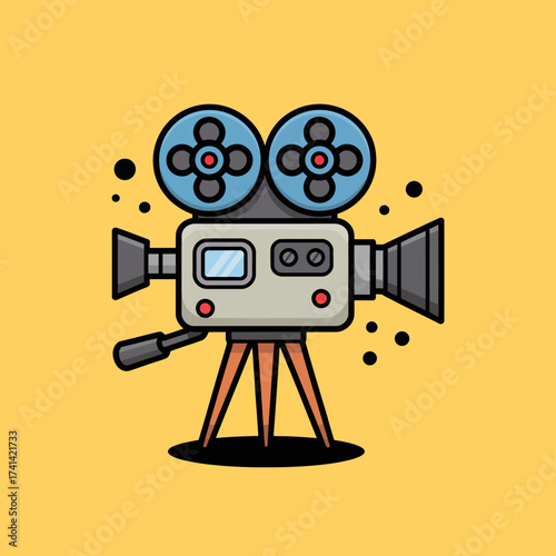 This artistic representation of a classic film camera captures the nostalgia of filmmaking with its vintage design and detailed features, inspiring creativity and storytelling.