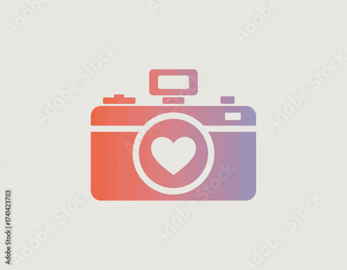 This image features a stylish camera design with a heart shape incorporated into its lens, representing passion for photography and emotional connections captured through images.