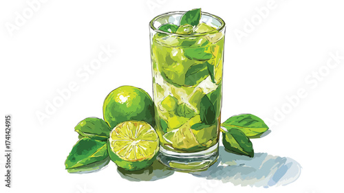 Refreshing Mojito Lime Juice Drink Vector Illustration for Creative Projects