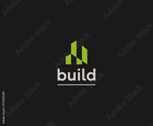 This stylish logo represents the concept of building with a contemporary design, perfect for architecture or construction firms looking to convey innovation and strength in their branding.
