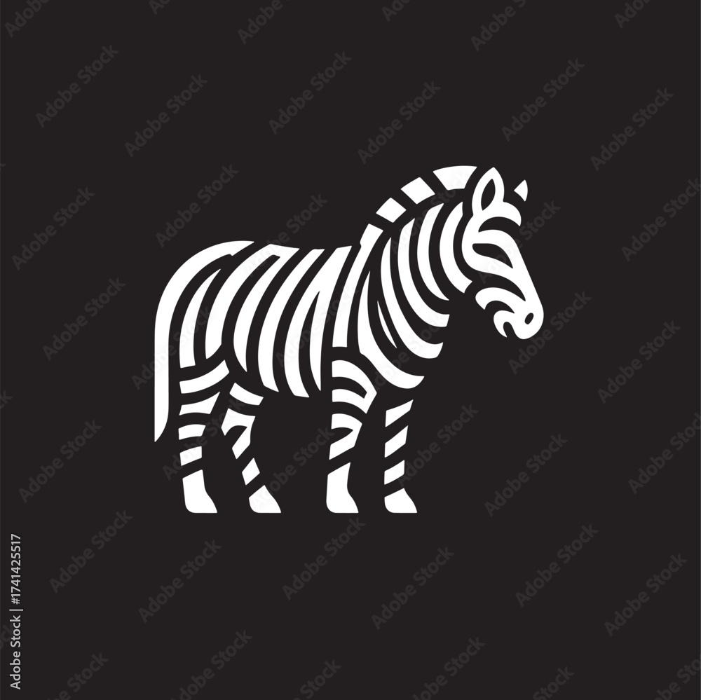 Obraz premium Zebra logo on black background. Symbol of zebra. Vector illustration