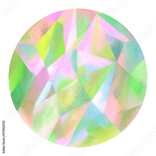 beautiful pastel-colored gemstone illustration, colorful round cut-glass-like illustration