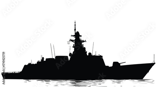 Minimalist Warship Silhouette Isolated on White Background