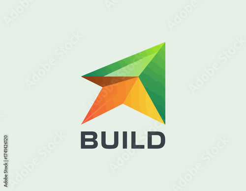 The build logo showcases geometric shapes and a vibrant color palette, conveying a sense of structure, innovation, and forward-thinking in its branding approach.