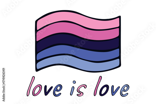 Colorful Omnisexual pride flag Happy pride day LGBTQ community Pride Month Vector hand drawn doodle for posters, stickers, logo, cards