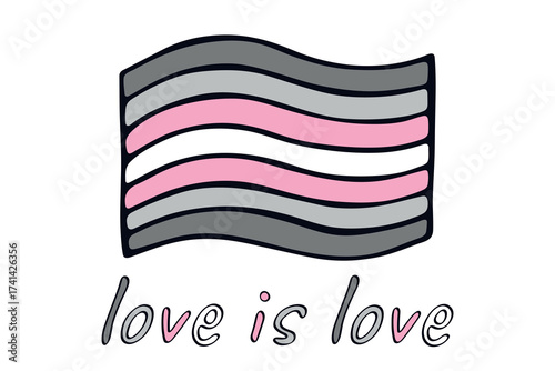 Colorful Demigirl pride flag Happy pride day LGBTQ community Pride Month Vector hand drawn doodle for posters, stickers, logo, cards