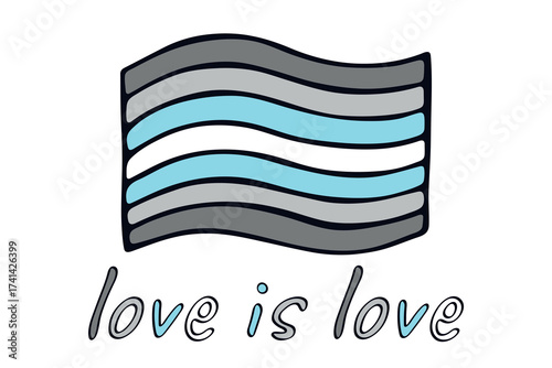 Colorful Demiboy pride flag Happy pride day LGBTQ community Pride Month Vector hand drawn doodle for posters, stickers, logo, cards