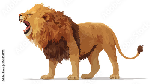 Majestic Lion Roaring Vector Illustration for Wildlife Designs