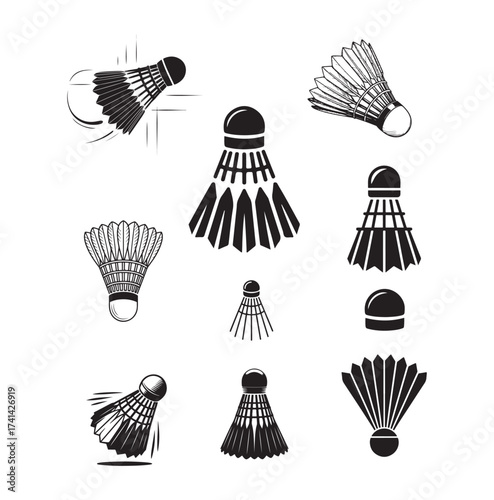 Badminton Shuttlecock Silhouette Vector Icon, High Quality Sport Graphic.