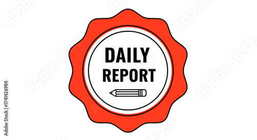 A red and white badge with the words "Daily Report" and a pencil icon.
