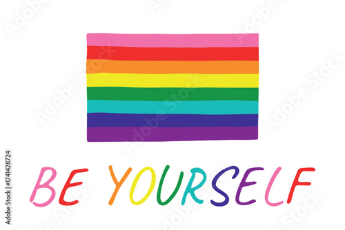 Colorful Gay pride flag Happy pride day LGBTQ community Pride Month Vector hand drawn doodle for posters, stickers, logo, cards