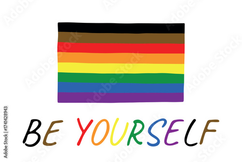 Colorful Gay pride flag Happy pride day LGBTQ community Pride Month Vector hand drawn doodle for posters, stickers, logo, cards