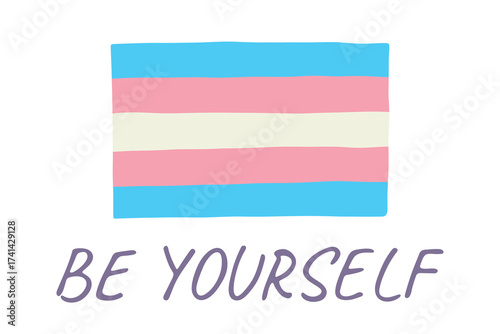 Colorful Transgender pride flag Happy pride day LGBTQ community Pride Month Vector hand drawn doodle for posters, stickers, logo, cards