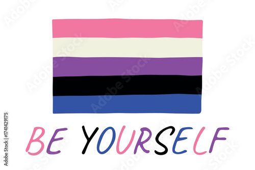 Colorful Gender fluid pride flag Happy pride day LGBTQ community Pride Month Vector hand drawn doodle for posters, stickers, logo, cards