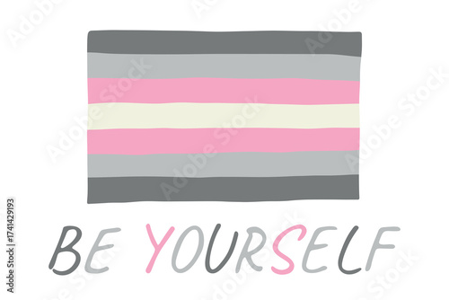 Colorful Demigirl pride flag Happy pride day LGBTQ community Pride Month Vector hand drawn doodle for posters, stickers, logo, cards