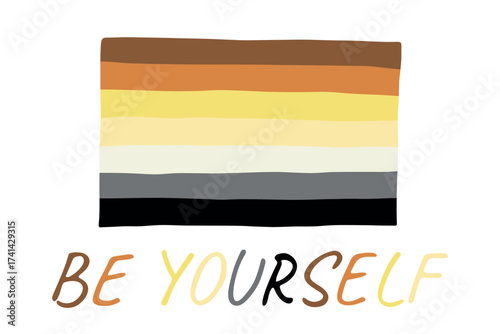 Colorful Bear brotherhood pride flag Happy pride day LGBTQ community Pride Month Vector hand drawn doodle for posters, stickers, logo, cards