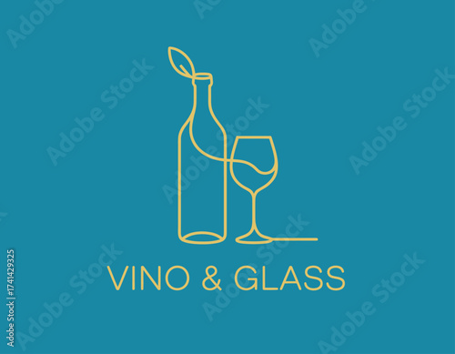 This minimalistic image showcases a wine bottle and glass, symbolizing elegance and sophistication in wine culture, perfect for wineries and beverage branding.