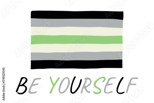 Colorful Agender pride flag Happy pride day LGBTQ community Pride Month Vector hand drawn doodle for posters, stickers, logo, cards