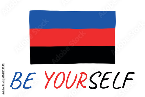 Colorful Polyamory pride flag Happy pride day LGBTQ community Pride Month Vector hand drawn doodle for posters, stickers, logo, cards
