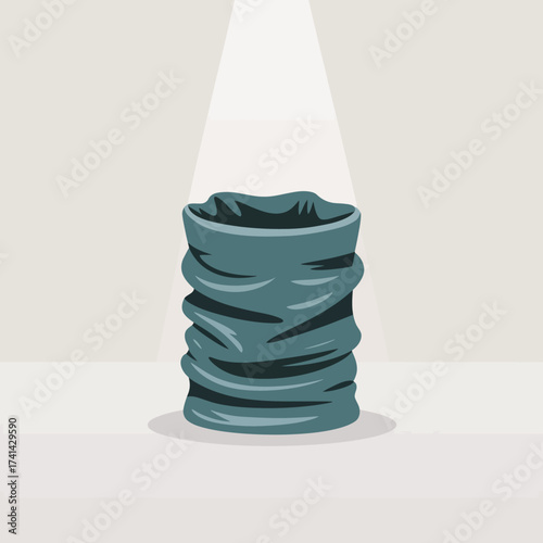 This image showcases a stylish abstract fabric tube, elegantly folded, set against a simple background that brings an artistic focus to its unique texture and form.