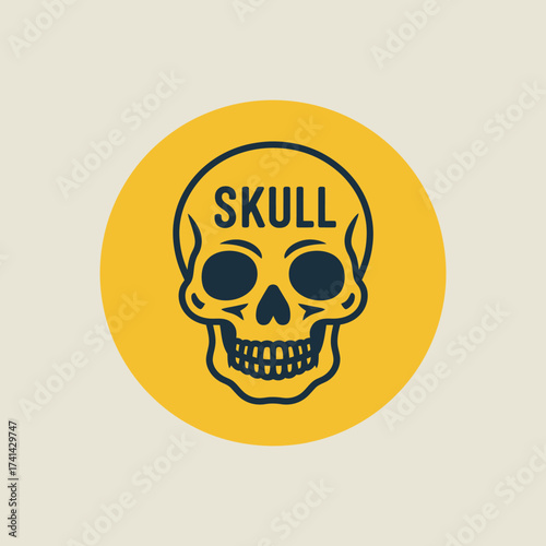 A striking logo design featuring a skull graphic prominently set against a bright yellow background, making a powerful statement about boldness, creativity, and uniqueness in branding.
