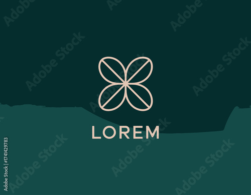 This image presents an elegant logo for Lorem, characterized by its artistic representation of balance and harmony in modern design principles.