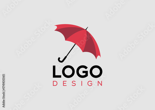 A creative logo design featuring a red umbrella, representing safety and security in various contexts, perfect for businesses focused on protection and reliability.