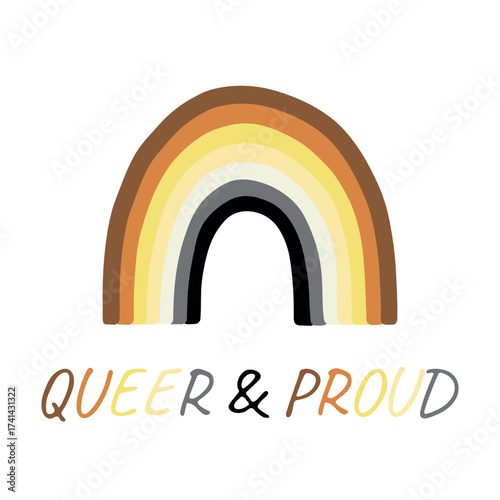 Colorful rainbow shape Bear brotherhood pride flag Happy pride day LGBTQIA community Pride Month Vector hand drawn doodle for posters, stickers, logo, cards