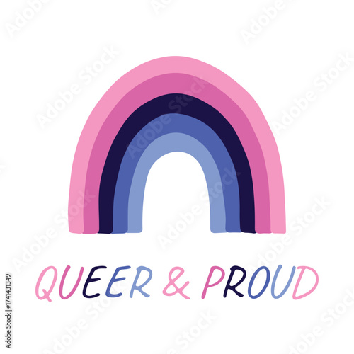 Colorful rainbow shape Omnisexual pride flag Happy pride day LGBTQIA community Pride Month Vector hand drawn doodle for posters, stickers, logo, cards