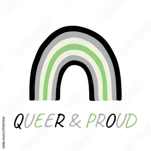 Colorful rainbow shape Agender pride flag Happy pride day LGBTQIA community Pride Month Vector hand drawn doodle for posters, stickers, logo, cards