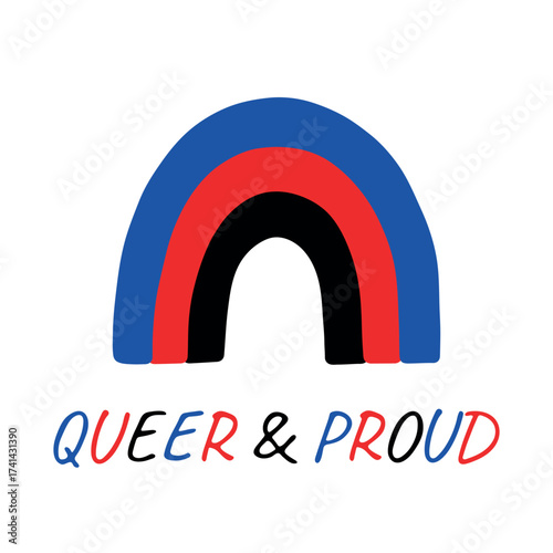 Colorful rainbow shape Polyamory pride flag Happy pride day LGBTQIA community Pride Month Vector hand drawn doodle for posters, stickers, logo, cards