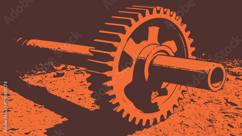 Industrial Gear: A detailed image of a solitary, heavy-duty gear and axle, showcasing its intricate design. The solid construction evokes themes of industrial mechanics and engineering.