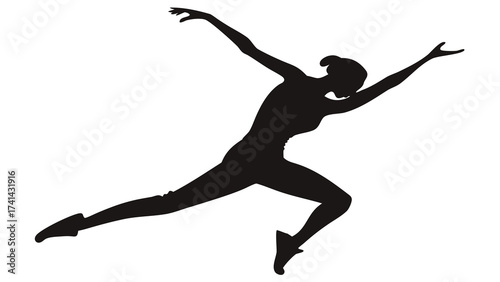 Graceful silhouette: Capture the fluidity and beauty of human movement through a stunning silhouette of a dancer mid-leap, rendered in a striking monochrome. 