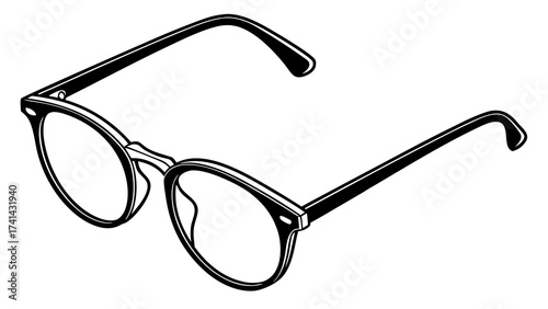Elegant Eyewear: A crisp, clean image of a pair of sophisticated eyeglasses, highlighting its sleek design and refined details. A symbol of vision, style, and understated elegance.