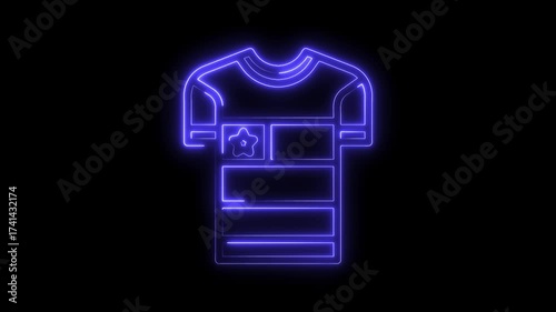 Stylish t shirt neon sign on dark background apparel fashion design