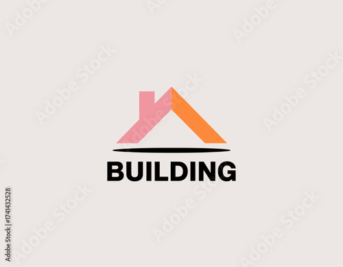 This artistic logo depicts a vibrant building design with gradients, representing creativity in architecture, making it perfect for construction and design industries.