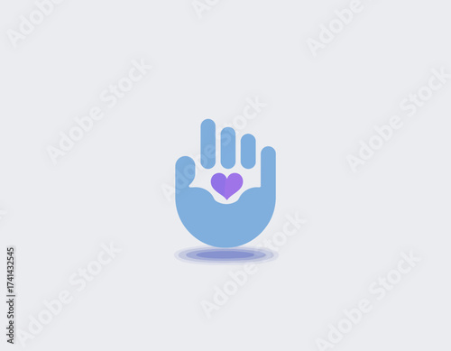 A visually appealing hand illustration cradling a heart, symbolizing compassion, support, and a connection to love and care in a minimalist design format.