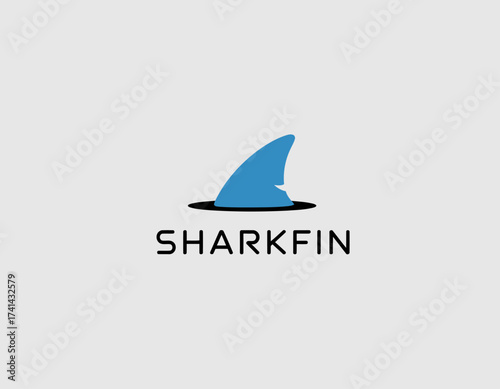 A vibrant blue shark fin logo design, perfect for branding businesses in marine, aquatic, or adventurous sectors, symbolizing strength and agility in a modern aesthetic.