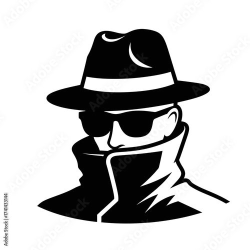 Secret Agent Icon – Spy, Detective, Undercover Man Silhouette Vector Illustration