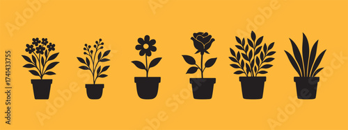 Charming set of potted plants icons for a touch of nature in your design, perfect for eco-friendly projects and adding a fresh, modern vibe