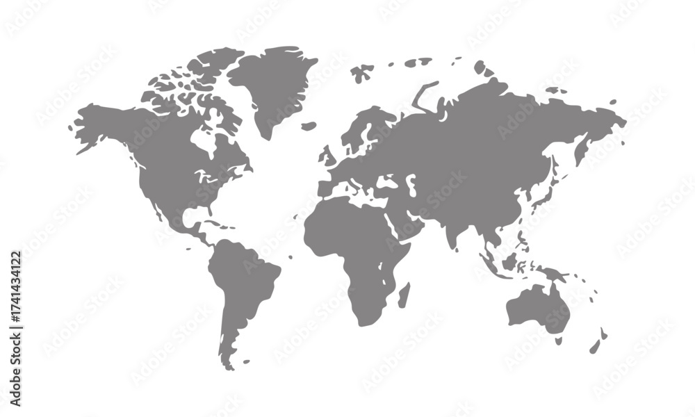 Fototapeta premium Minimal Flat World Map Vector illustration, Dark and Gray on White, world map design, easily editable and scalable.