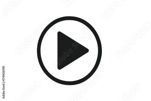 Play button vector icon. Simple flat circular start symbol for video, audio, or music player. Modern minimal pictogram for website design, app, UI, UX interface. Glyph element.