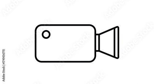 Simple Line Art Icon of a Modern Video Camera.