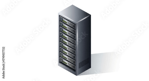 Sleek Tall Server Rack Unit with Multiple Bays for Data Storage.