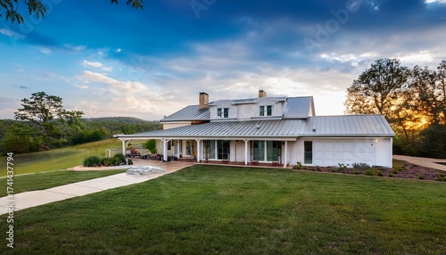 modern country estate in nashville featuring rolling pastures private recording studio luxury tennessee farmhouse refined architecture with white metal roofing welcoming porch spacious interiors