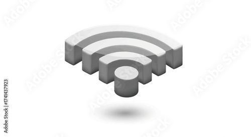 Isometric White WiFi Symbol with Shadow Wireless Internet Connection Icon.