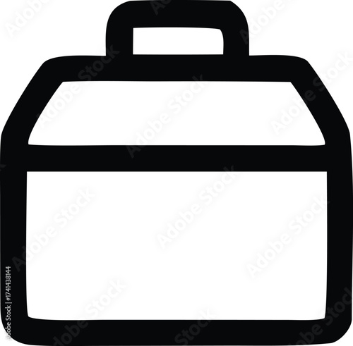 Simple hand-drawn style icon of a briefcase suitcase luggage bag for business travel and transportation concepts