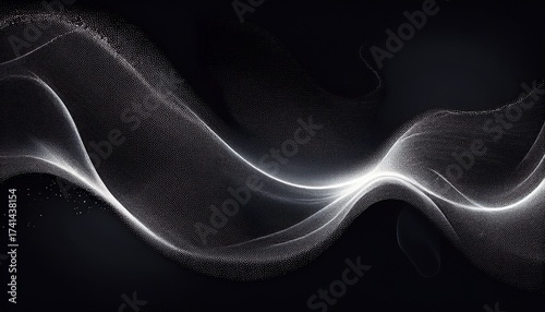 abstract dark background texture with flowing smoke like overlay and shimmering white particles modern minimal design perfect as wallpaper or creative overlay for digital projects halftone effect