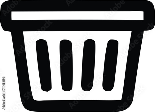 Simple black and white trash can icon symbol for deleting and removing digital content and files